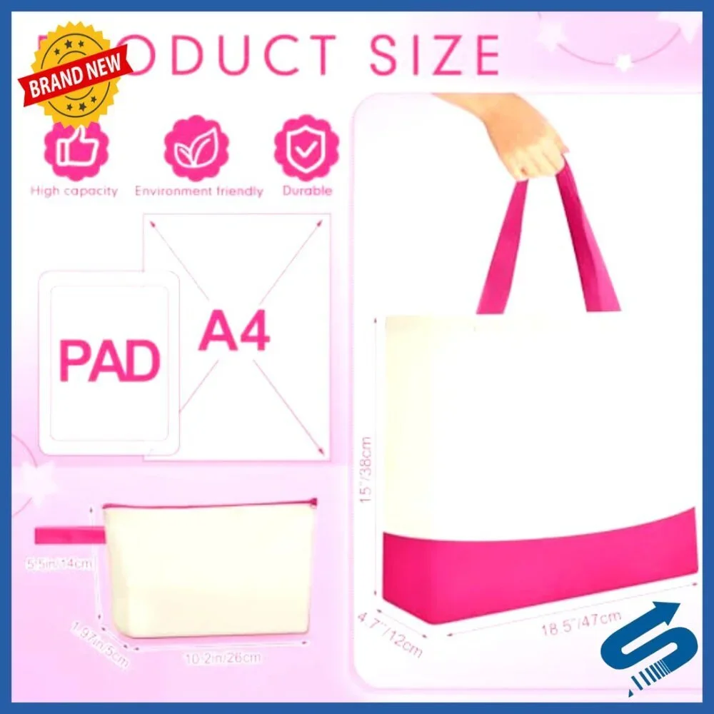 Canvas Tote Bags Bulk with Zipper Cosmetic Bags Reusable Shopping Bags